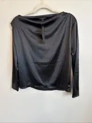 Banana Republic | Black Satin Long Sleeve Top Blouse Medium Shiny~ NWT