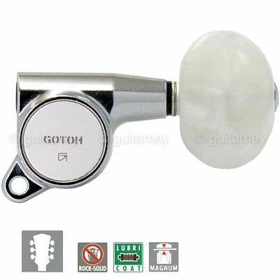 NEW Gotoh SG381-P1 MG Locking Tuners L3+R3 LARGE PEARL Buttons 3x3 - CHROME