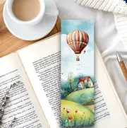 Whimsical house valley air balloons bookmark gift for readers handmade