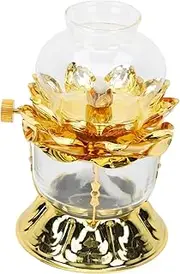 Buddhist lamp Holder Lotus Candle Holder, Lotus Butter Lamp Lotus Light Oil Lamp Buddhist Stand Adjustable Stand Buddha Decor Temple Decor Glass Oil Lamp Temple Decor Prop