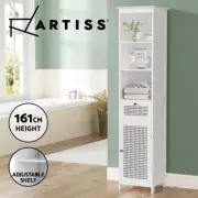 Artiss Bathroom Cabinet Storage 161cm White Rattan Tallboy Toilet Cupboard
