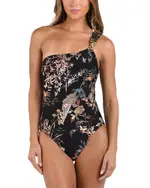 L'Agence Karmin Jungle One Shoulder One Piece Swimsuit