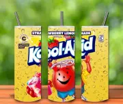 KOOL-AID STRAWBERRY LEMONADE 20oz Skinny Insulated Custom Tumbler Lid Straw