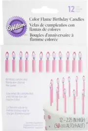 Birthday Candle 12-Piece Set, 5.7 cm Height, Pink