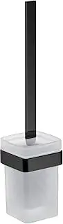 [Emco] loft 51513300 Toilet Brush Set Square (Toilet Brush with Glass Holder, Satin Crystal Glass, Wall Mounting) Black