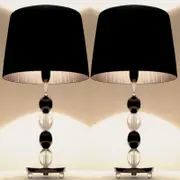 2x Modern Two Tone Bedside Table Lamps in Black
