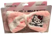 NEW! Sanrio Hello Kitty The Creme Shop Sweet Stripes Plush Spa Headband Pink