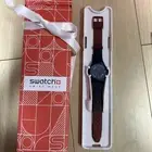 Swatch Casual Watch Blue Red Rubber Belt