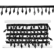 Black Beaded Fringe Trim 2 Yards Crystal Beads Tassel Ribbon Decorative Beaded