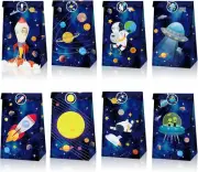 24 Pack Outer Space Party Favor Bags with Stickers for Birthday and Baby Showers