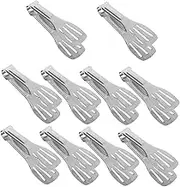 Garneck 10 Pack Stainless Steel Serving Tongs for Buffet Ice Sugar Appetizers Compact Small Kitchen Utensils