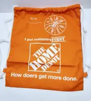 The Home Depot Drawstring Bag Orange Canvas Tote 14" x 12" NEW