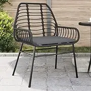 Garden Chairs 2 pcs with Cushions Black PE Rattan Outdoor Furniture Set for Patio, Balcony, Dining - Durable, Comfortable, Weather-Resistant Seating