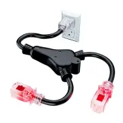 2 in 1 Outlet Power SJTW Extension Cord Splitter with Lock Feature 1.5 Feet 1...