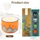 4Pcs Ceramic Tea Cup Mountain Pattern Teacup Set 50ml Ceramic Tea Cup with etu