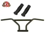 ALTA 4-Piece BMX Handlebar Old School Black W/130mm ERGONOMIC BLACK BMX GRIPS