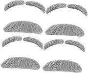 4 Sets Fake Bearded Eyebrows Cosplay Beard Party Cosplay Fake Beard Party Mustache Fake Beard for Party Mustache for Party Adhesive Eyebrow Prop Party Favor Halloween Party Costume Grey