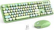 Wireless Keyboard and Mouse Combo for Windows/Mac OS, 2.4GHz Wireless Retro Full Size Keyboard Typewriter with Numeric Keypad and Wireless Mouse for Computer PC Laptop