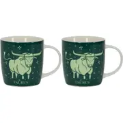 2PK Annabel Trends Coffee Mug Zodiac Taurus 350ml Milk/Tea Cup w/ Handle Green