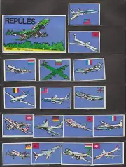 MATCHBOX LABEL HUNGARY-World airlines with flags, blue, set of 16 +1-**