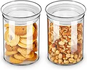 ZENS Glass Storage Jar with Glass Lid,Food Storage Container,Canisters for Pasta, Tea, Coffee, Cookies, Snacks 2pcs-27oz Clear