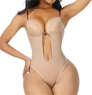 [Generic] Girdles Bodysuit Shapewear Deep V-Neck Body Shaper Backless U Plunge Thong Shapers Waist Trainer Push Up Women Corset