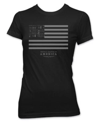 Jack Daniels Ladies Jack & Stripes Black Short Sleeve Tee T-Shirt 15361501JD-89