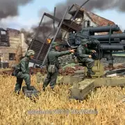 W.Britain 25221 "Surveying the Field" Three Members of a 88 Flak Gun (Britains)