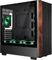 Mid Tower Gaming PC Case ATX Genuine Walnut Wood Front Tempered Glass Side Panel