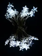 20 Stars With Cool White LED Bulb Christmas String Battery Lights - 2m