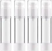 Yalbdopo 4Pcs Airless Pump Bottle | Refillable Empty Clear Travel Lotion Pump Containers/Vacuum Press Pump Bottles for Foundation, Essence, Lotion, 50ml