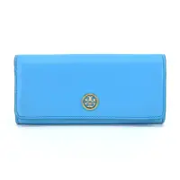 在飛比找momo購物網優惠-【TORY BURCH】經典金屬LOGO長夾(水藍/展示品)