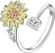 [VOLURE] Finger Joint, Ring Toe Ring,Rings,Sunflower 26 Letter Rotatable Ring For Women Fashion Jewelry Popular Accessories For Wife Silver Finger Rings for Women