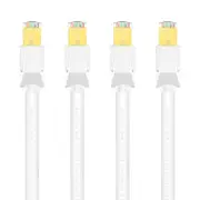 4x Cruxtec CAT8 40GbE SF/FTP Triple Shielding PoE Ethernet Cable 1m White