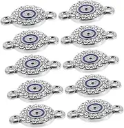 NOLITOY 10pcs Devil's Eye Accessories Jewelry Connector Clasp Jewelry DIY Supplies Evil Eye Jewelry Evil Eye Connectors Charms for Bracelet Making Evil Eye Charm Bracelet Alloy Silver