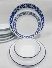 ❤️ NEW 16-pc CORELLE Blue COBALT CIRCLES Dinnerware w/ Dinner Lunch Plates Bowls