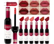 DAGEDA 6Pcs Wine Lip Tint, Matte Lipstick Lip Stain Set Long Lasting Waterproof Lip Stain Set, 6 Colors Velvety Liquid Wine Bottle Lip Gloss, Non-stick Cup