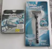Gillette MACH3 Turbo Men's Razor Handle & 10 Cartridges. NIP