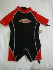 NWT Ocean Pacific Kids Size 6 SPF 50+ Lycra Wetsuit Blk/Red Wt 42-48# Ht 43-46"