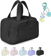 Cureaway Travel Cosmetic Bag,Cureaway Travel Bag,Large Capacity Wide-Open Travel Cosmetic B Ag,4-in-1 Waterproof Portable Puffy Makeup B Ag,Dry-and-Wet Separation,Lightweight Portable (Black)
