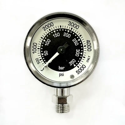 Imperial/Metric Dual Scale 2" Brass SCUBA SPG (PSI/BAR)