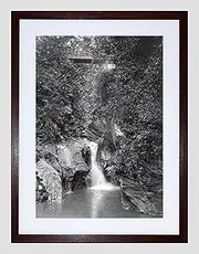 Isle Of Man Peel Glen May Waterfall England Old BW Framed Wall Art Print