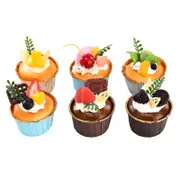 6 Pcs Artificial Cake Fake Simulation Realistic Food Imitation Faux Cupcake Replica Dessert For Display Photography Props Home Kitchen Party Decoratio