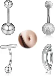 [Todenb] Belly Button Ring Set for Women Stainless Steel Dangly Clicker Belly Button Piercing Lightweight Body Dangling Piercing Jewelry Gifts for Women Gilrs