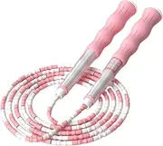 Totority Adjustable Beaded Jump Rope for Adults Tangle Skipping Rope for Exercise Fitness and Fun Lightweight Design Suitable for Heights Up for Home