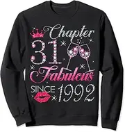 [X.Style] Chapter 31 Fabulous Since 1992 31st Birthday for Women Sweatshirt ds879 Sweater (M) Black