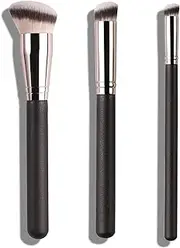 3Pcs Foundation Concealer Brush, Slanted Foundation Brush for Liquid Makeup, Angled Cream Foundation and Under Eye Concealer Brush Set for Blending Cream Powder Buffing Stippling