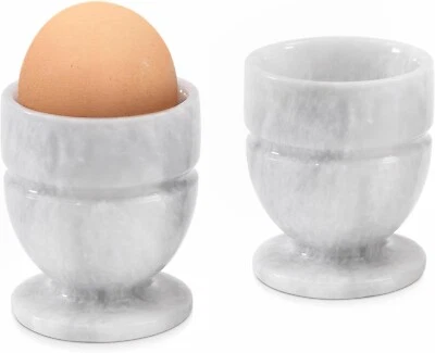 Marble Egg Cups Set 2.5” | Boiled Egg Holder for Kitchen Decor & Breakfast Table