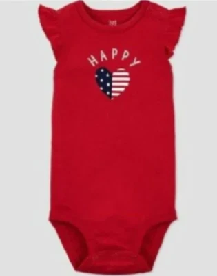 NEW Just One You by Carter's Baby Red White & Blue HAPPY Bodysuit 6 Months