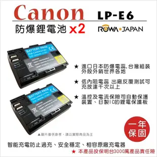 【數位小熊】ROWA FOR CANON LP-E6 電池*2 EOS 5D2 6D 5D3 60D 7D2 70D